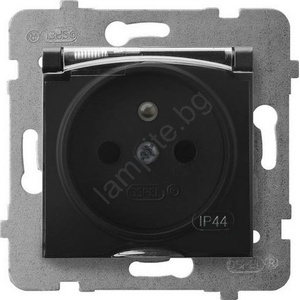Ospel - Външна домашна розетка без рамка 230V ARIA IP44 черна (OE0008)