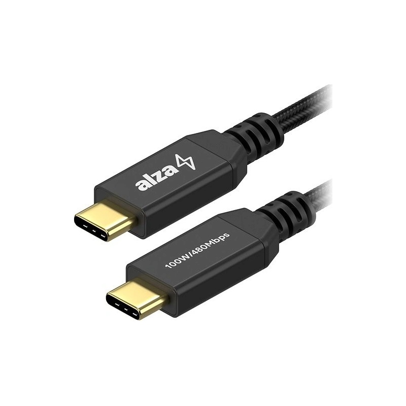 AlzaPower APW-CBTC7010B AluCore USB-C to USB-C, 2.0, 100W, 1m, černý