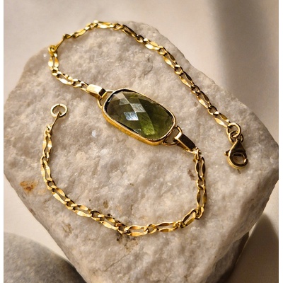 Vltavín Moldavite Zlatý náramek s vltavínem S24 0014