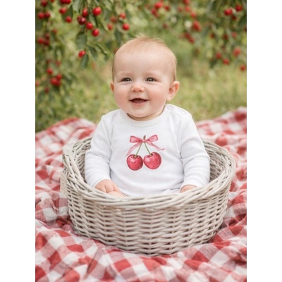 Detské body SWEET CHERRY s dlhým rukávom Biela