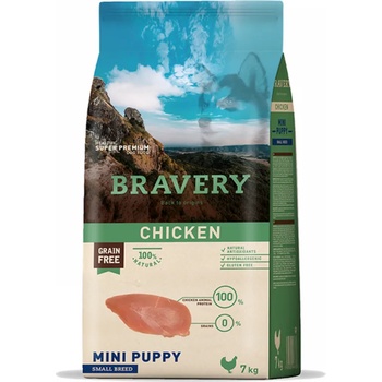 Bravery Chicken Mini Breeds Puppy - за подрастващи кученца от дребни и мини породи с пилешко 7 кг