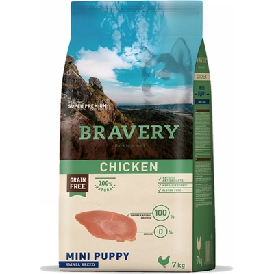 Bravery Chicken Mini Breeds Puppy - за подрастващи кученца от дребни и мини породи с пилешко 7 kg