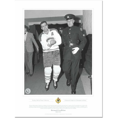 Mustang Plagát Montreal Canadiens NHL Memorabilia 1972 Bernard Geoffrion x Black & White Classic 12" x 16"