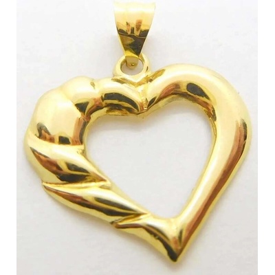 Klenoty Budín Dámský zlatý přívěsek s gravírováním velké srdce 02652