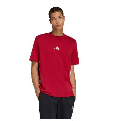 Тениска Adidas Essentials 3 Stripes Single Jersey short sleeve T-shirt - Red (Active Maroon / White)