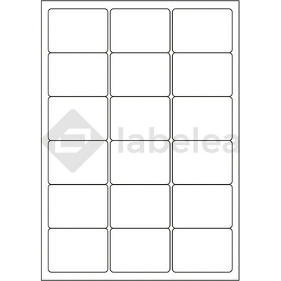 Labelea Samolepiace etikety 63,5x46,6 mm biele papierové, na hárku A4, pre laserovú a atramentovú tlač, Farba etikiet Biela, Počet hárkov v balení 100 EPY063046W018S