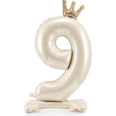 PartyDeco Samostojící fóliový balón 9 Satin cream 84 cm