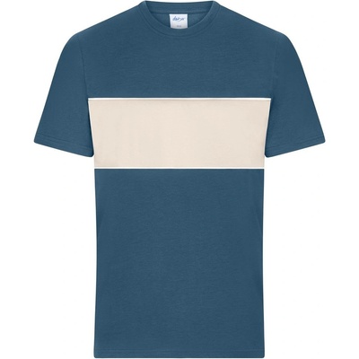 James & Nicholson tričko s kontrastním pruhem 8049 Dusty blue pískovcová