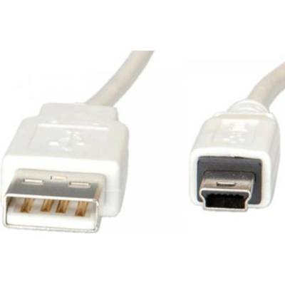Roline Кабел Roline S3142-250, USB A(м) към USB Mini B(м), 1.8m, бял (S3142-250)