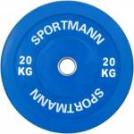 Sportmann Гумена тежест Bumper Plate SPORTMANN 20 кг / 51 мм- Син