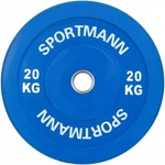 Sportmann Гумена тежест Bumper Plate SPORTMANN 20 кг / 51 мм- Син