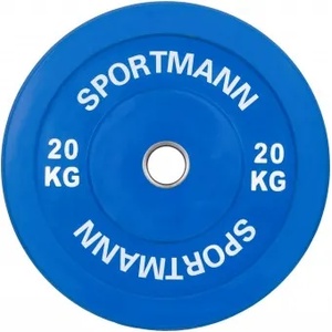 Sportmann Гумена тежест Bumper Plate SPORTMANN 20 кг / 51 мм- Син