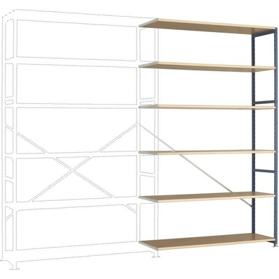 Manuflex RP1445.5012 Zásuvný policový diel Planoflex so 6 policami, (š x v x h) 1.47 x 2.5 x 1 m, ocel, drevená podlaha,