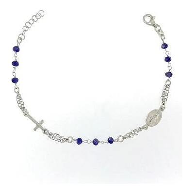 INFINITYSILVER Strieborný náramok ruženec tmavomodrý 166301BLU18+