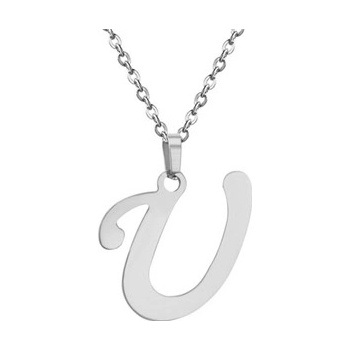 Šperky4U Ocelový řetízek s přívěškem iniciálou U OPD0012-U