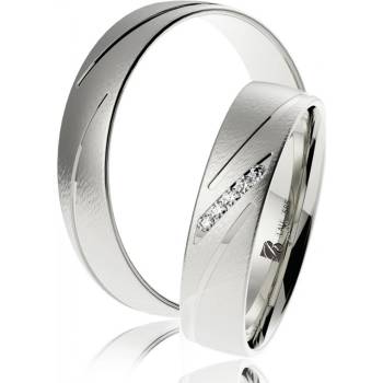 Blink Blink obrúčky s lesklým vzorom a kameňmi z bieleho zlata 8126 BL