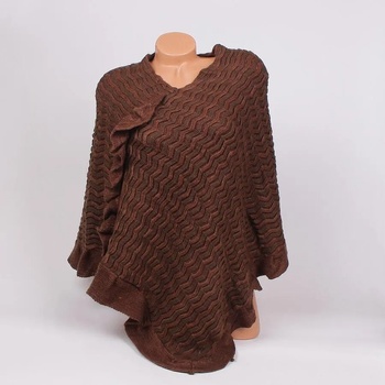 Image 1 of Дамско пончо в кафяв цвят с къдри