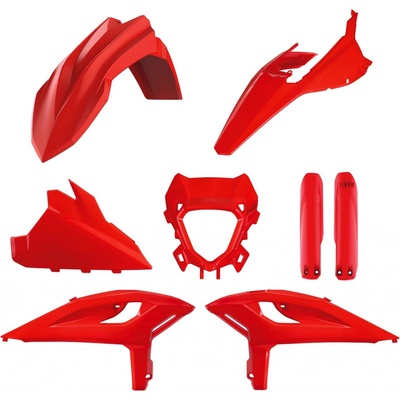 POLISPORT kompletní sada plastů (FULL KIT) BETA RR 2T/4T RACING 25-26; RR 2T/4T X-PRO 25-26 v sadě kryt světla (8681200001) a kryty tlumičů (8399100001) barva červená