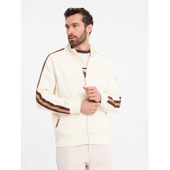 Ombre Clothing Мъжки суитшърт с висока яка и кантове - кремав Ombre Clothing | Byal | МЪЖЕ | S
