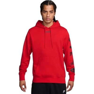 Nike CLUB fleece Hoodie CYCLE mikina červená