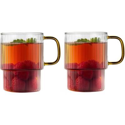 Vialli Design Жълти стъклени чаши в комплект 2 бр. за капучино 350 ml Livio - Vialli Design (1838)