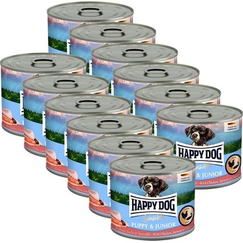 Happy Dog Sensible Puppy & Junior 12 x 200 г / пиле & сьомга