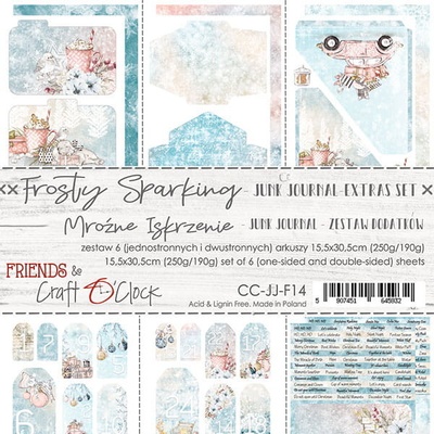 DP Craft Blok pro scrapbooking - CRAFT O'CLOCK - JUNK JOURNAL SET - FROSTY SPARKING