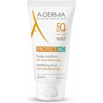 A-DERMA Fluide Matifiant SPF50+ 40ml Sunscreen - White