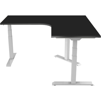 Delso Rohový výškovo nastaviteľný stôl Shaper 130 x 160 cm ľavý, čierna / biela