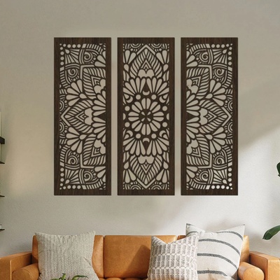 dřevo života Dřevená 3 dílná mandala QUADRO Zvolte barvu dekoru: Wenge, Rozměry (cm): 120x100