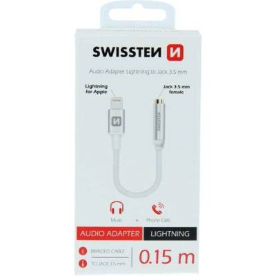 Swissten adaptér LIGH/JACK (F) 0,15 m, stříbrná