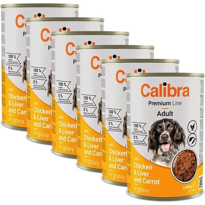 Calibra Dog Premium Adult с пиле и черен дроб 6 x 1240 г