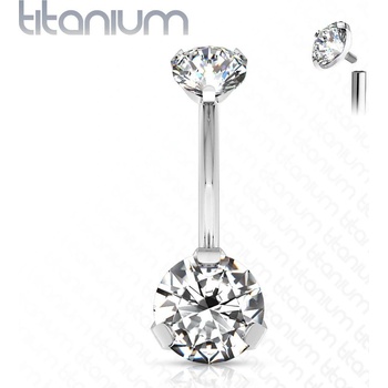 Šperky4U piercing do pupíku vnitřní závit zirkon titan TIT1142-C