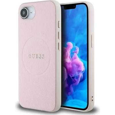 GUESS Калъф Guess Grained Ring MagSafe за iPhone 16e - розов (3666339453572)