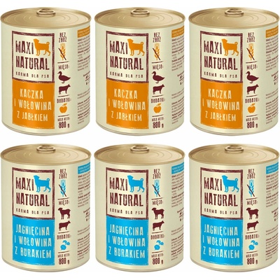 Maxi Natural Mix Chutí Kachna Jehněčí Hovězí 6 x 800 g