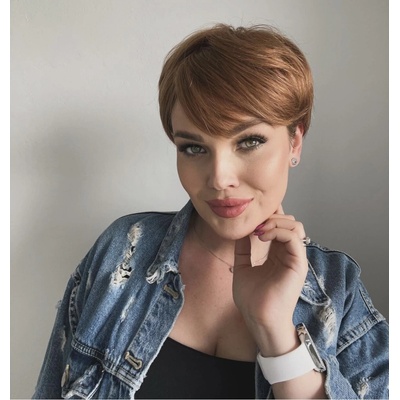 Medená pixie parochňa z pravých a umelých vlasov Cora