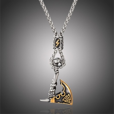 Daniel Dawson vikingská sekera valknut symbol posmrtného života runa NH1180 Zlatá