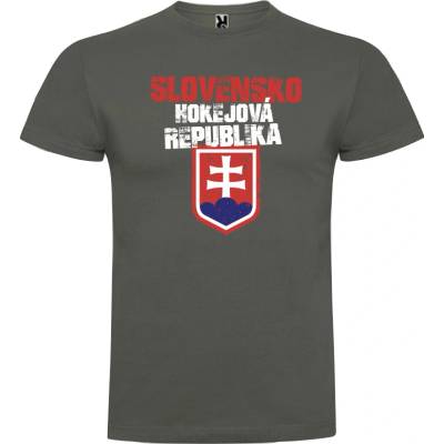 Superfutbal detské tričko Slovensko hokejová republika, tmavo sivé