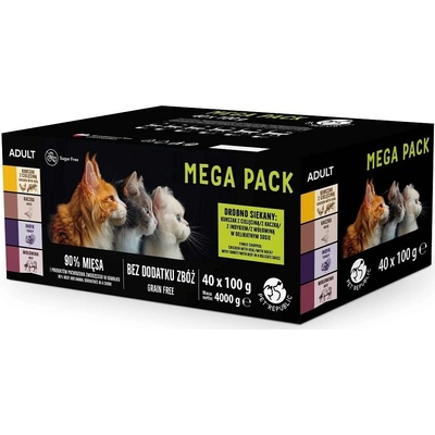 PETREPUBLIC Mega Pack Chicken with veal, duck, turkey, beef 40x100 g