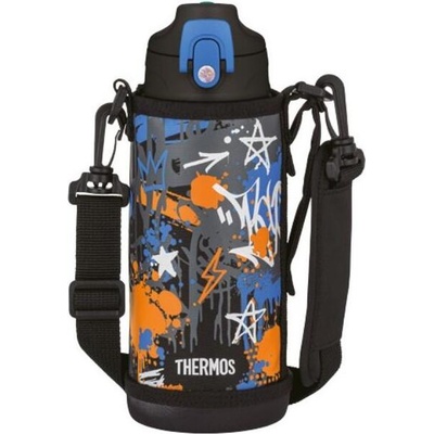 Thermos Active детски термос с 2 капачки в калъф, 800 мл, черен (120070)