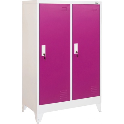 RFG Двоен метален гардероб RFG с две врати, 80 х 40 х 120 cm, бял с лилави врати
