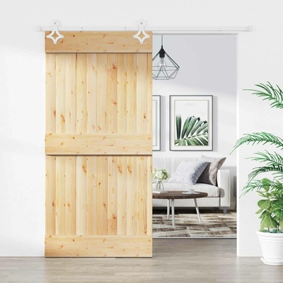 vidaXL posuvné přírodní a bílá 100 x 210 cm masivní borové dřevo