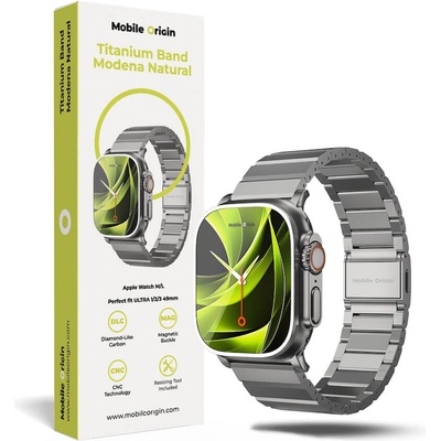 Mobile Origin Титаниева каишка за Apple Watch 44мм, 45мм, 46мм, Ultra, Ultra 2, Ultra 3 49мм - Mobile Origin Modena Titanium Watch Band (сребрист) (MO-TBM-SLV)