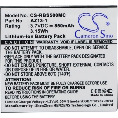 Cameron Sino Батерия за Ambarella A7ls, Xiaomi Yi Az13-1, Xiaoyi Az13-1 и други, 850 mAh, Li-Ion (CS-RBS500MC)