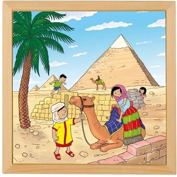 Educo Дървен пъзел Educo от серията "Чудесата на света" - Пирамидите (E523265)