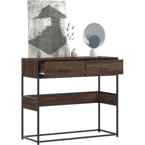 vidaXL Конзолна маса, кафяв дъб, 90x35x80 см, инженерно дърво (849178)