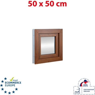 Okna Hned Plastové okno 50x50 cm zlatá dub/bílá sklopné – Sleviste.cz