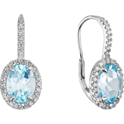 Pavona stříbrné náušnice luxusní s pravými minerálními kameny modré 11492.3 sky topaz