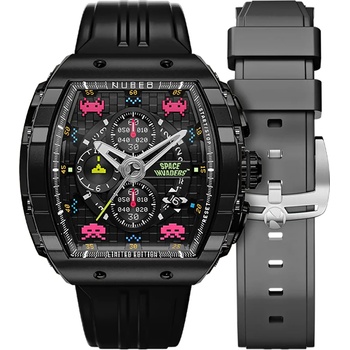 Nubeo Мъжки часовник Nubeo Magellan Chronograph Space Invaders - Astro Ash Limited (NB-6024-SI-08)