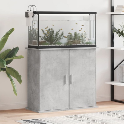 vidaXL Поставка за аквариум, бетонно сив, 81x36x73 см, инженерно дърво (833627)